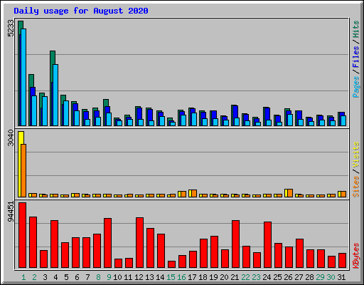 Daily usage for August 2020