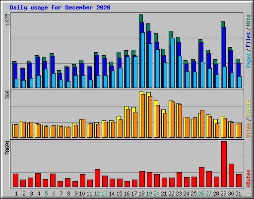 Daily usage for December 2020