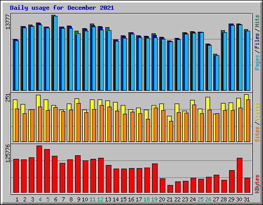 Daily usage for December 2021