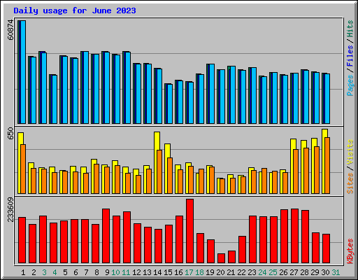 Daily usage for June 2023