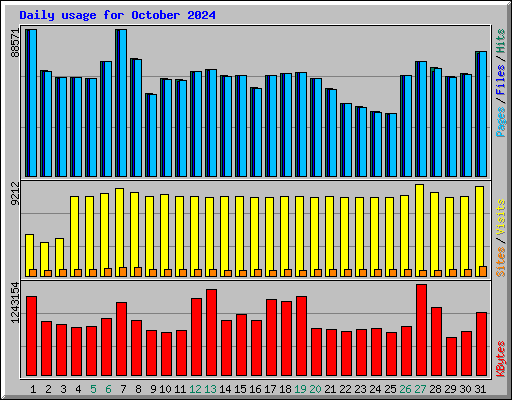 Daily usage for October 2024