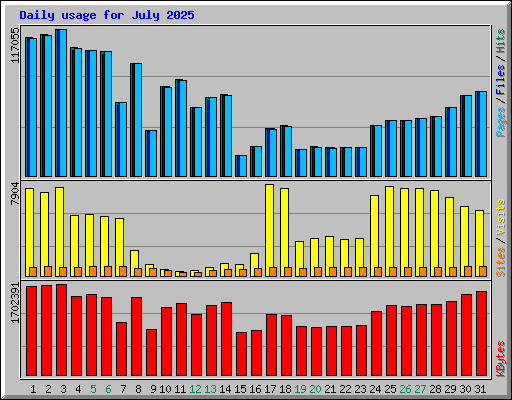 Daily usage for July 2025